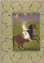 Portrait équestre de Shahjahan (r. 1628-58), folio d